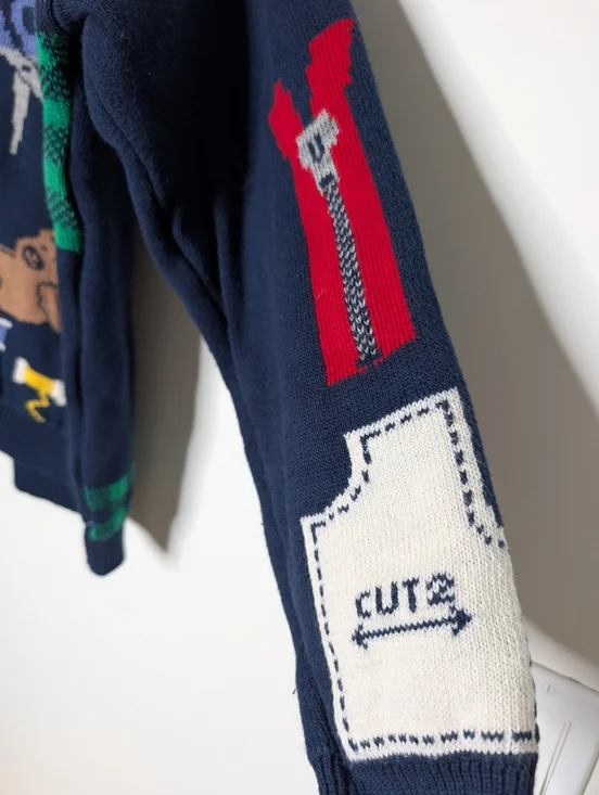 Vintage Sweater Loft Novelty Cardigan Large Sewing Craft Knit Made USA - Picture 5 of 9